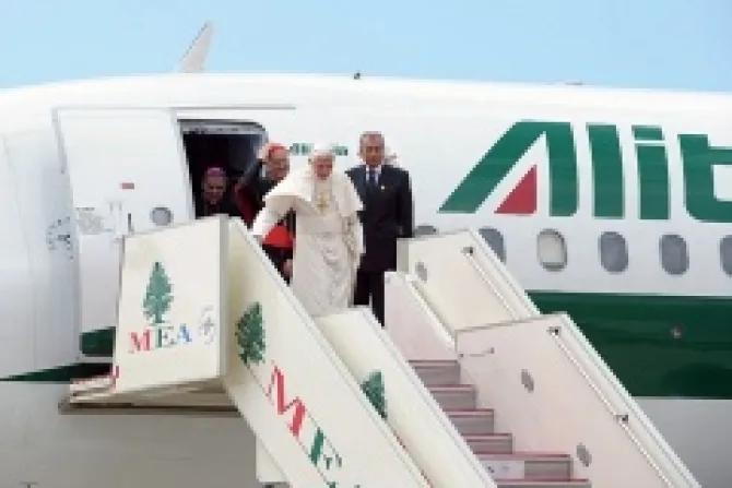 Pope Benedict XVI arrives in Lebanon Credit LOsservatore Romano CNA500x320 US Catholic News 9 14 12