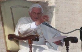 Pope Benedict XVI at the Wednesday General Audience, October 24, 2012.   Marianne Medlin/CNA.