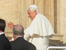 Pope Benedict XVI at the Wednesday general audience on Oct. 24, 2012. 