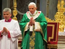 Pope Benedict XVI celebrates Mass in St. Peter's Basilica on Oct. 28, 2012. 