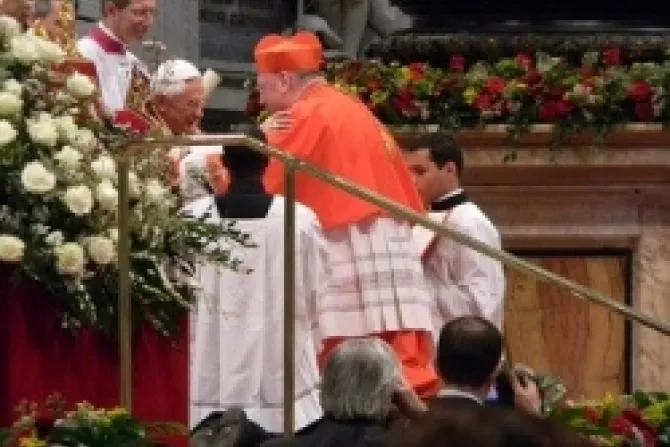 Pope Benedict XVI gives Cardinal Dolan his birreta CNA Vatican News Catholic News