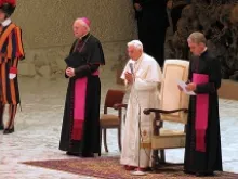 Pope Benedict XVI gives the final blessing at the Nov. 14, 2012 general audience. 