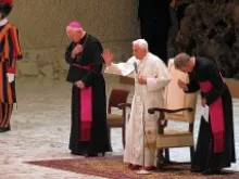 Pope Benedict XVI gives the final blessing Nov. 14, 2012 during the general audience in Paul VI Hall. 