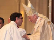 Pope Benedict XVI greets a seminarian during the Mass for Seminarians. 
