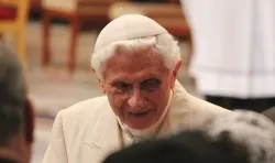 Pope Benedict XVI greets participants at the Feb. 22 Consistory in St. Peter's Basilica, Feb. 22, 2014. ?w=200&h=150