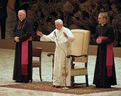 Pope Benedict XVI greets pilgrims during the Nov. 14, 2012 general audience in Paul VI Hall. ?w=200&h=150