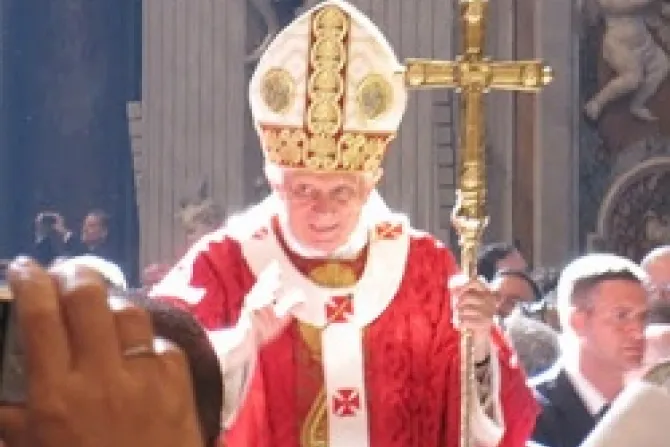 Pope Benedict XVI in St Peters Basilica Credit Eric Zellweger CNA Vatican Catholic News 7 13 12