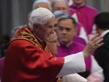 Pope Benedict XVI in St. Peter's Basilica during the consistory of cardinals Nov 24, 2012. 
