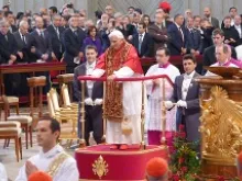 Pope Benedict XVI in St. Peter's Basilica during the consistory of cardinals Nov. 24, 2012. 