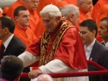 Pope Benedict XVI in St. Peter's Basilica during the consistory of cardinals on Nov. 24, 2012. 