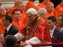 Pope Benedict XVI in St. Peter's Basilica during the consistory of cardinals Nov. 24, 2012. 