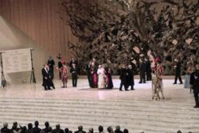 Pope Benedict XVI in the Pope Paul VI Hall 2 CNA Vatican Catholic News 1 20 11