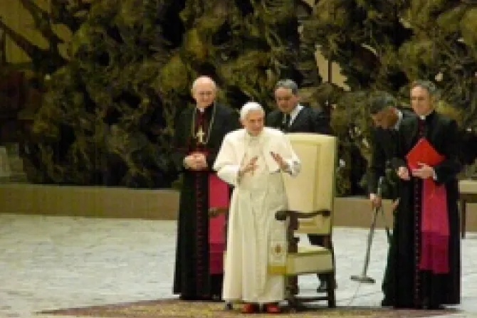 Pope Benedict XVI in the Pope Paul VI Hall CNA Vatican Catholic News 1 20 11