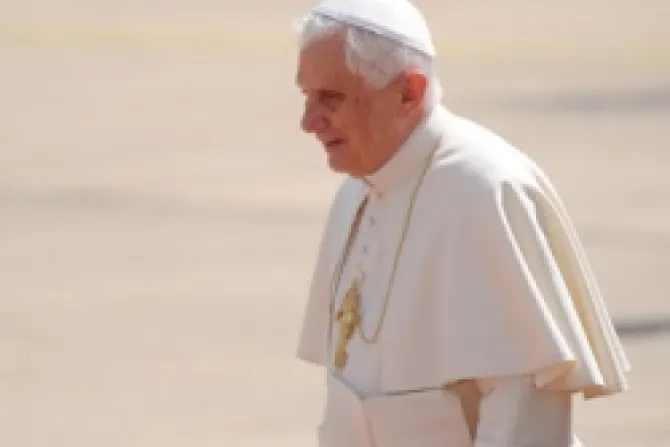 Pope Benedict XVI on a tarmac Credit Mazur CNA World Catholic News 12 19 11
