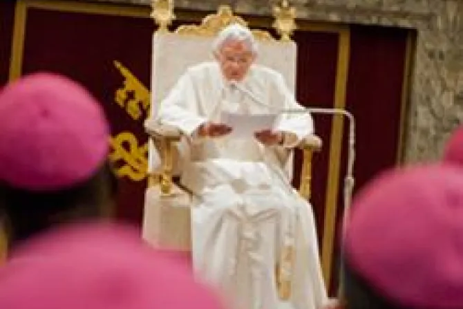 Pope Benedict XVI reaffirmed the Holy Sees support for Caritas Internationalis Credit Elodie Perriot Caritas CNA Vatican Catholic News 5 27 11