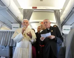 Pope Benedict XVI speaks during an in-flight press conference on his way to Lebanon. ?w=200&h=150