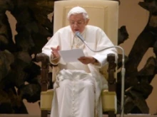 Pope Benedict XVI speaks during his wednesday general audience in Paul VI Hall.