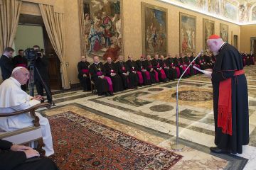 Pope Francis 1 meets with German bishops during their ad limina visit Vatican City Nov 20 2015 Credit LOsservatore Romano CNA 11 20 15
