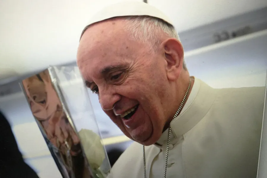 Pope Francis on flight to Mexico Feb. 12, 2016. ?w=200&h=150
