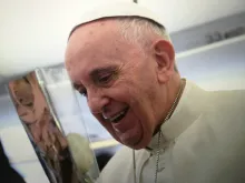 Pope Francis on flight to Mexico Feb. 12, 2016. 