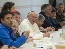 Pope Francis eats lunch with the poor during a 2015 visit to Florence and Prato. 
