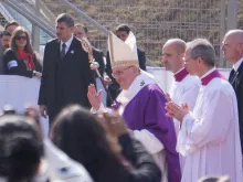 Pope Francis celebrates Mass with religious at Venustiano Carranza Stadium in Morelia, Mexico, Feb. 16, 2016. 