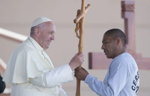 Pope Francis meets with inmates at Cereso State Prison in Juarez City, Mexico on Feb. 17, 2016.   L'Osservatore Romano.