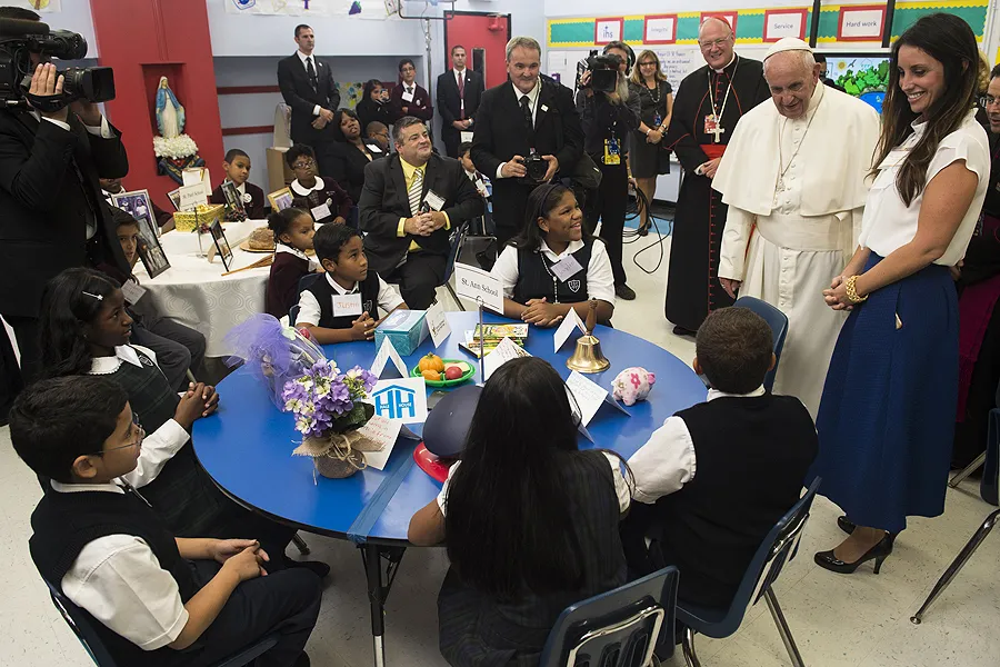 Pope Francis visits Our Lady of the Angels Catholic School in New York City's Harlem neighborhood, Sept. 25, 2015. ?w=200&h=150
