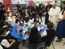 Pope Francis visits Our Lady of the Angels Catholic School in New York City's Harlem neighborhood, Sept. 25, 2015. 