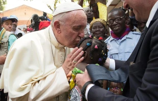 Pope Francis visits a refugee camp in Bangui, CAR on Nov. 29, 2015.   L'Osservatore Romano.