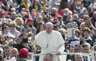 Pope Francis at the Jubilee Audience in St. Peter's Square on April 9, 2016.   L'Osservatore Romano.