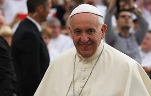 Pope Francis at the General Audience address in St. Peter's Square, June 24, 2015.   Daniel Ibanez/CNA.