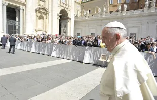 Pope Francis at the Wednesday general audience in St. Peter's Square on June 17, 2015.  