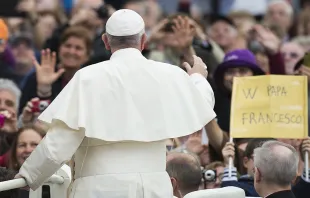 Pope Francis at the general audience in St. Peter's Square, April 13, 2016.  
