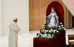 Pope Francis meets with participants in the Jubilee for Consecrated Life at the Vatican's Paul VI Hall, Feb. 1, 2016.   Daniel Ibanez/CNA.