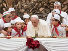 Pope Francis celebrates 81st birthday with children. Dec. 17, 2017. 