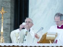 Pope Francis says Mass for Corpus Christi at the Basilica of St John Lateran in Rome, June 18, 2017. 