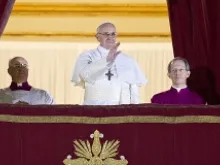 Pope Francis appears on the balcony of St. Peter's Basilica just after his March 13, 2013 election. 