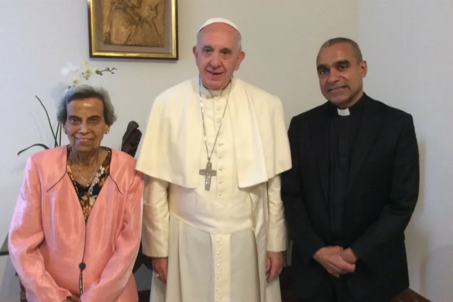 Pope Francis meets with Sarah and Msgr. Anthony Figueiredo at the Santa Marta guesthouse in the Vatican, June 3, 2016. Photo courtesy of Msgr. Figueiredo.?w=200&h=150