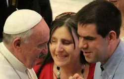 Pope Francis greets attendees at an audience for the deaf and blind March 29. ?w=200&h=150