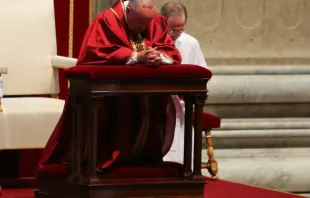 Pope Francis at Good Friday liturgy held at St. Peter's Basilica on April 3, 2015.   Bohumil Petrik/CNA.