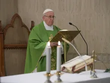 Pope Francis says Mass in the chapel of Santa Marta in the Vatican, Sept. 11, 2018. 