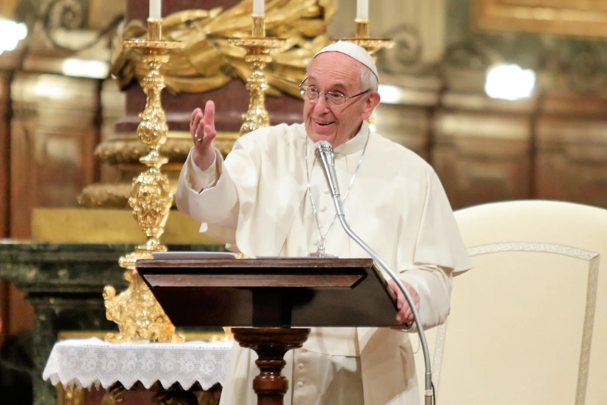 Pope Francis speaks to young people at the Basilica of Saint Mary Major in Rome. ?w=200&h=150