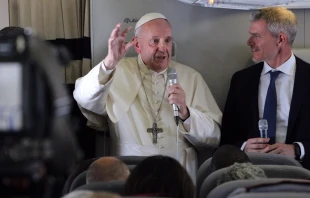 Pope Francis aboard the papal plane Sept. 10, 2019.   Edward Pentin/CNA