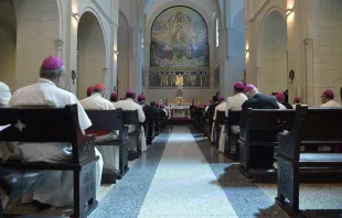 Pope Francis addresses Central American bishops at the church of St Francis of Assisi in Panama City, Jan. 24, 2019.   Vatican Media.