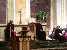Pope Francis addresses the bishops of the United States in St. Matthew's Cathedral, Washington, D.C., Sept. 23, 2015. 