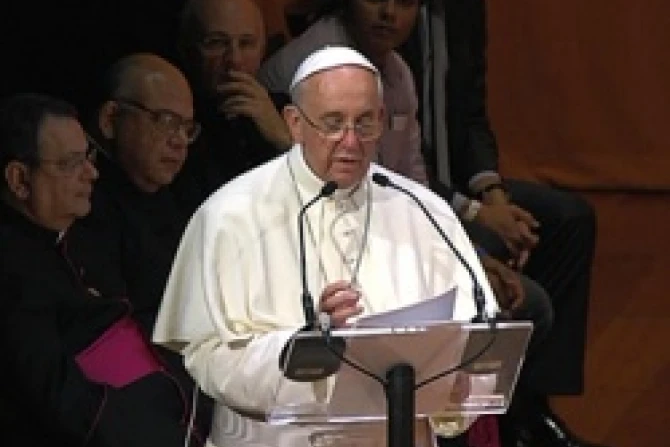 Pope Francis addresses Brazilian leaders in Rio de Janeiro July 27 2013 Credit EWTN CNA Catholic News 7 27 13