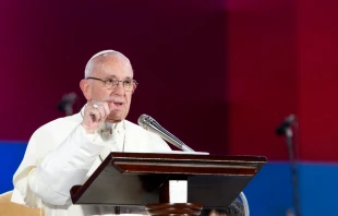 Pope Francis addresses Italian youth at the Circus Maximus in Rome, Aug. 11, 2018.   Daniel Ibanez/CNA.