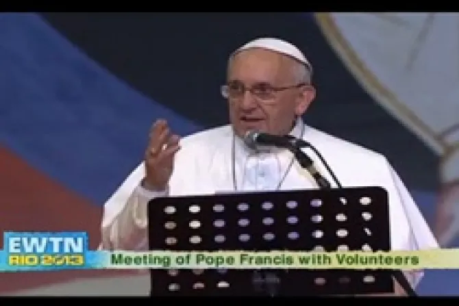 Pope Francis addresses World Youth Day volunteers July 28 2013 Credit EWTN 2 CNA 7 28 13