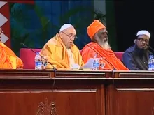 Pope Francis addresses interreligious leaders in Colombo, Sri Lanka, Jan. 13, 2015. 